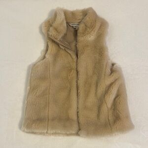 Lands' End Kids Beige Faux Fur Vest